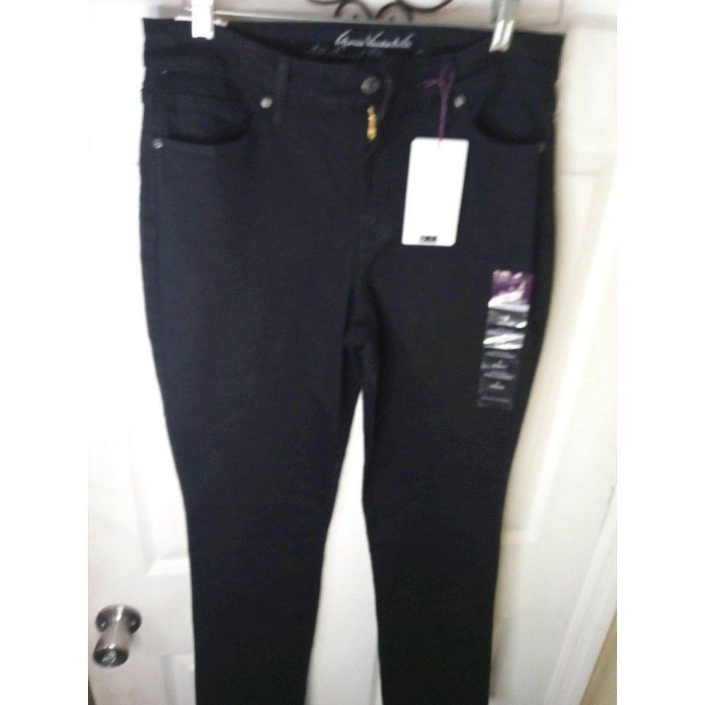 NEW GLORIA VANDERBILT BLACK DENIM RAIL STRAIGHT JEANS SIZE 8